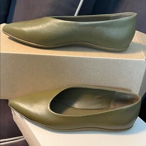 Vince Sage Green Leather Loafers